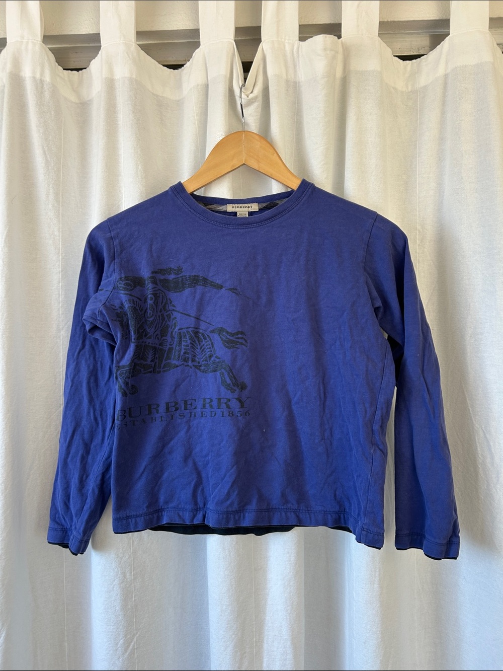 Burberry Blue Kids Long Sleeve Logo Shirt